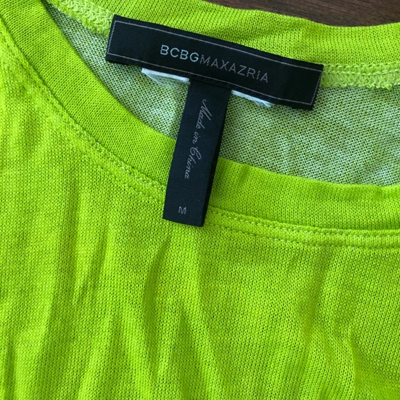 BCBGMaxAzria Neon Yellow Multicolor Long Sleeve Top - Picture 2 of 6
